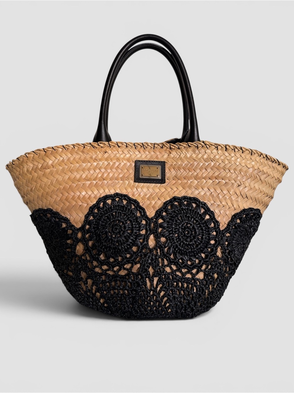 Dolce & Gabbana Wicker & Crochet Raffia Tote Bag